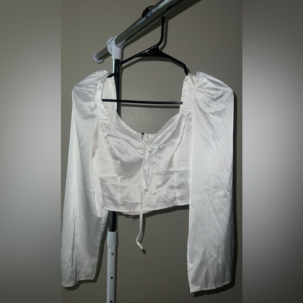 Elegant White Satin Crop Top
